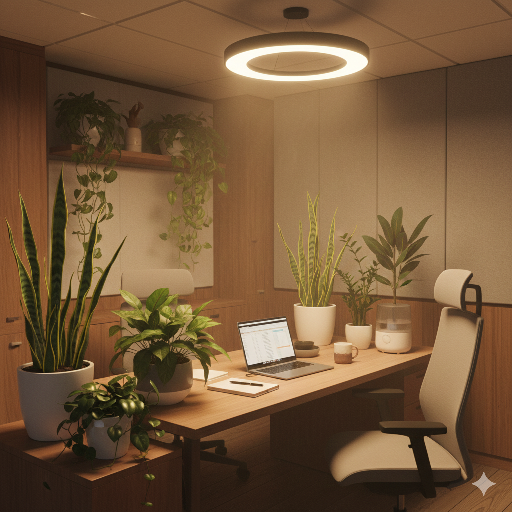 Green Calm Vibes Gemini_Generated_Image_34pi0o34pi0o34pi 12 Best Plants for Windowless Office Productivity: The Ultimate Guide to Low-Light Greenery  